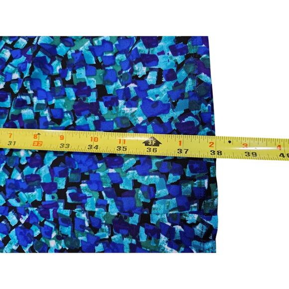 Lauren Ralph Lauren Midi A-Line Blue Abstract Print Dress 10 Whimsygoth Preppy - Picture 4 of 9